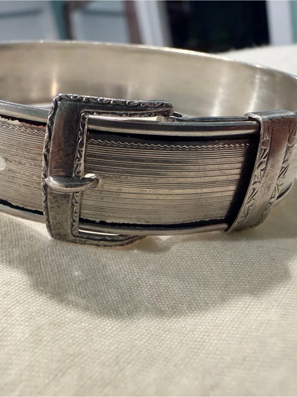 Vintage-Hayward Sterling Silver- Engraved Buckle Bracelet